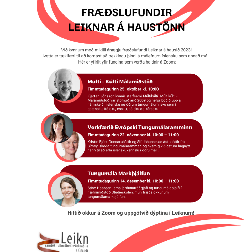 Fræðslufundir Leiknar á haustönn 2023