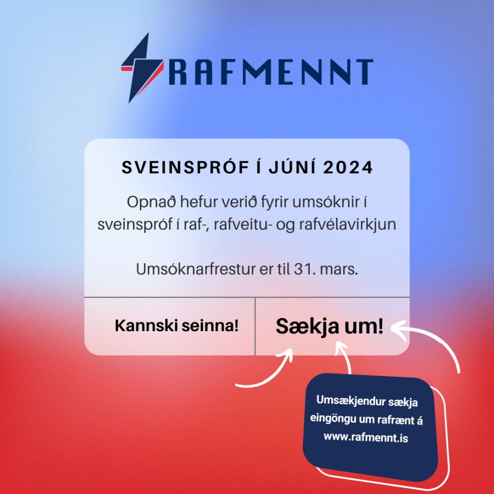 📢 OPIÐ FYRIR UMSÓKNIR Í SVEINSPRÓF 📢