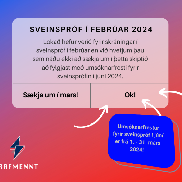 Lokað fyrir umsóknir í sveinspróf!