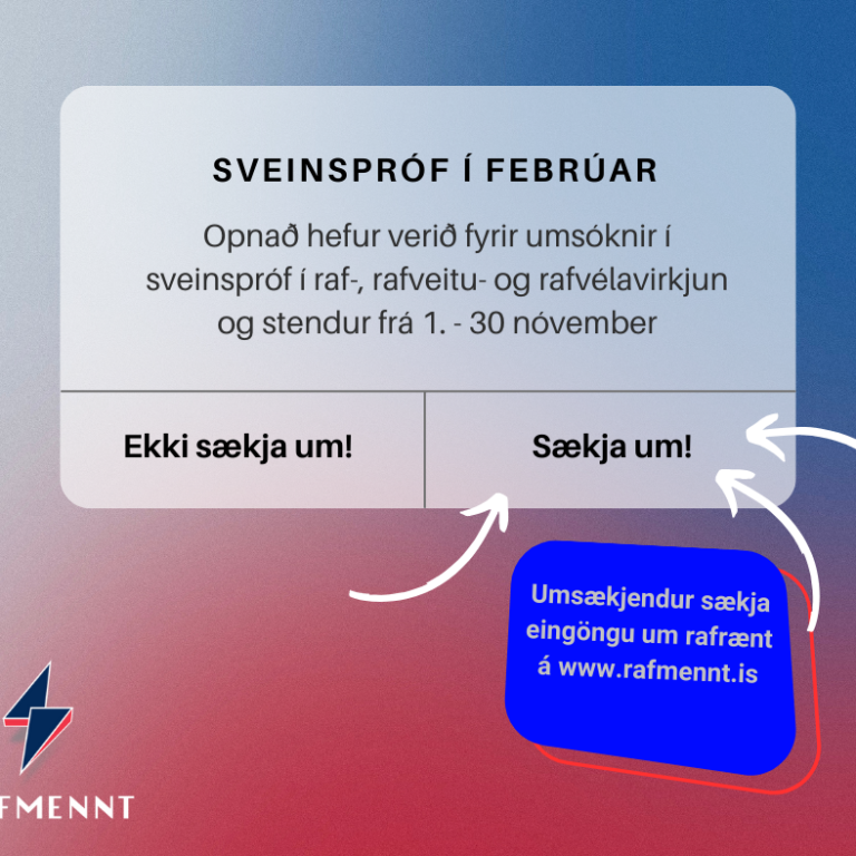 Opið fyrir umsóknir í sveinspróf⚡